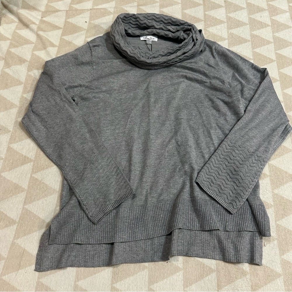 Melissa Paige grey cowl neck sweater
